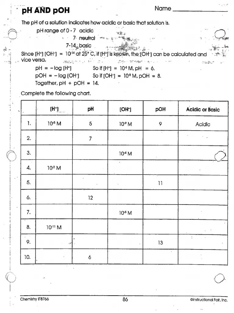 PH Worksheet PDF
