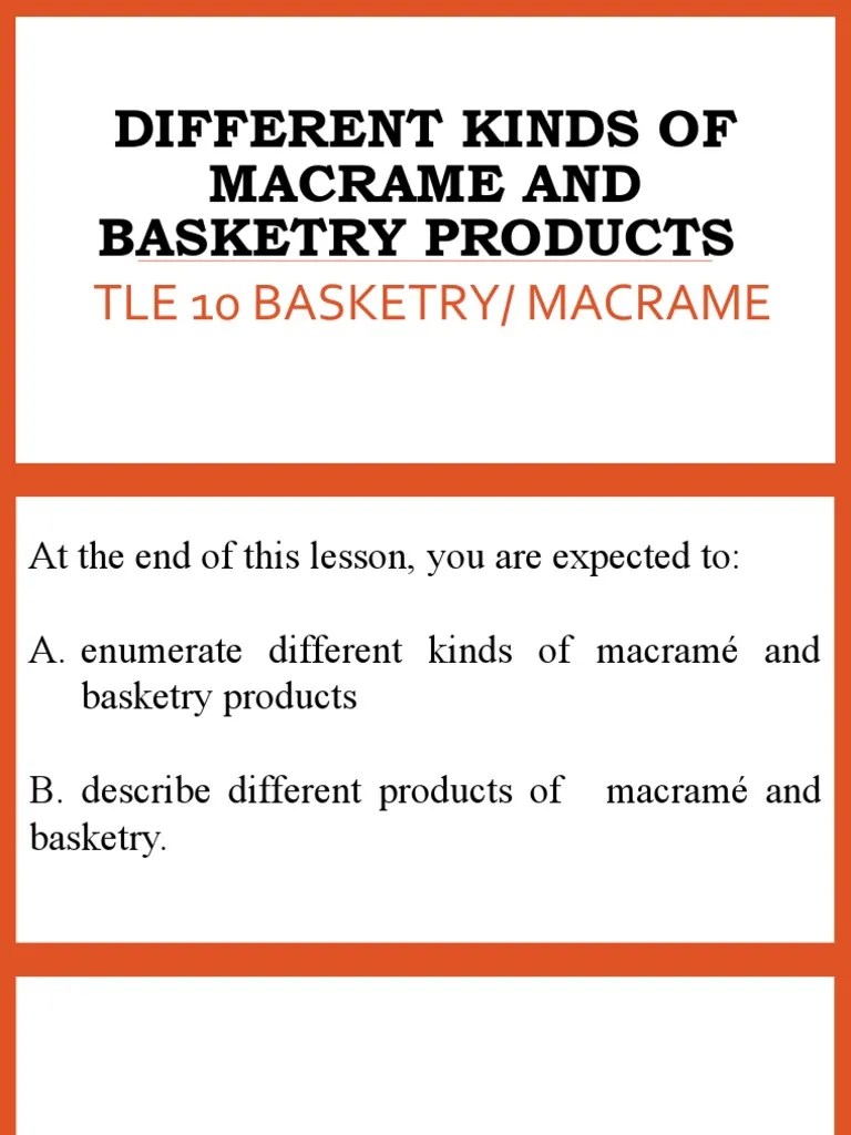 Different Kinds of Macrame and Basketry Products PDF