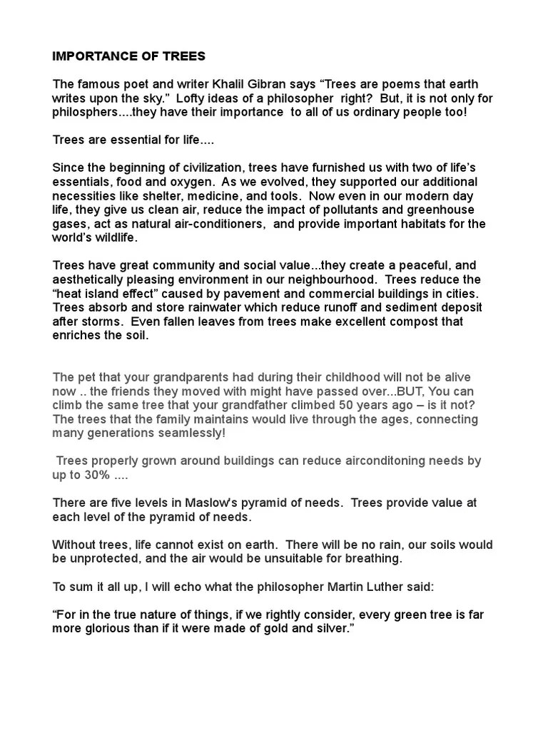 Akshara's Speech Importance of Trees PDF