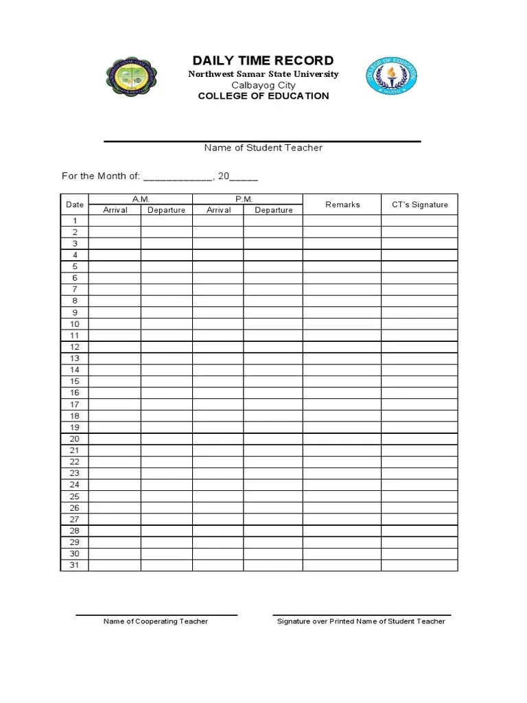 Daily Time Record PDF