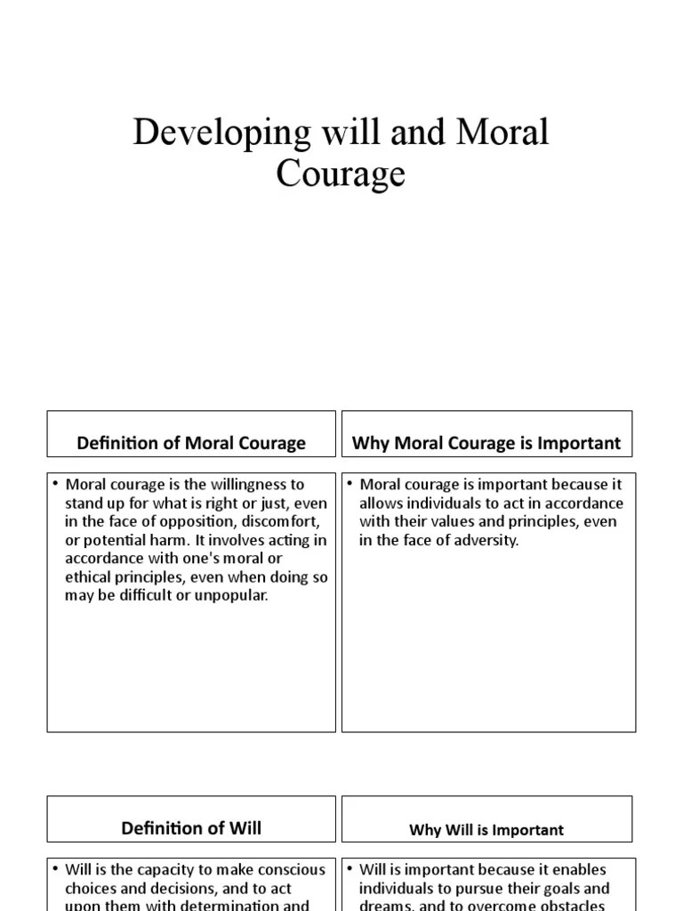 1developing Will and Moral Courage PDF Courage Psychological