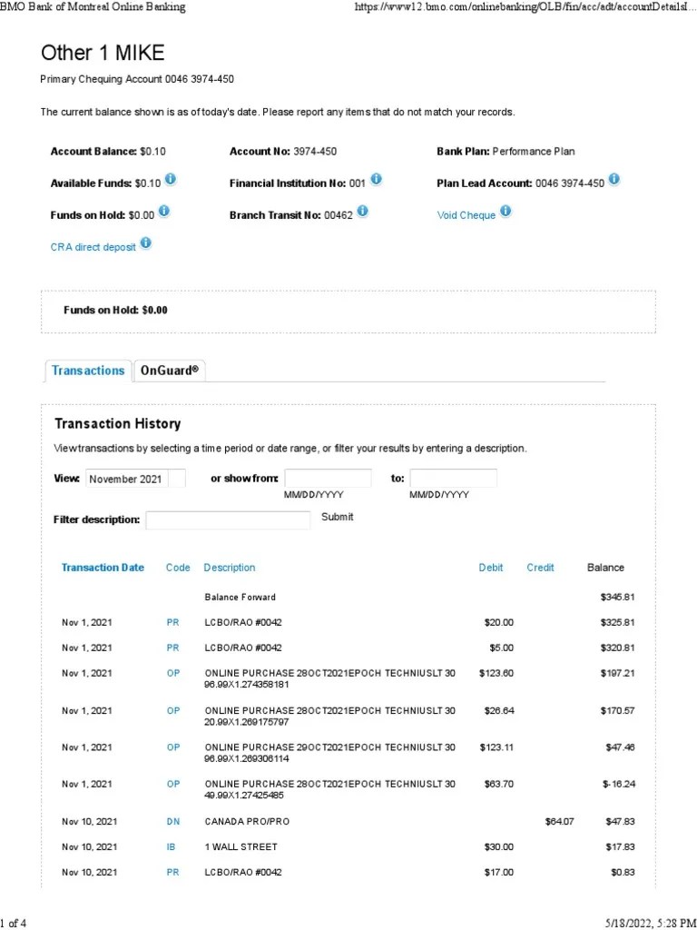 BMO Bank of Montreal Online Banking Nov | Download Free PDF | Banks