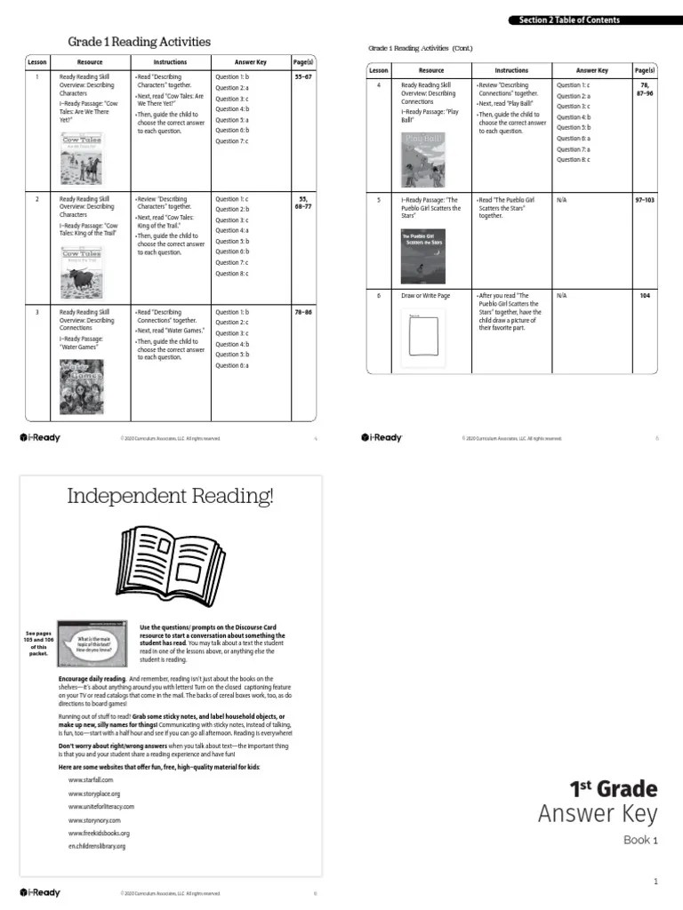 1stgrade AnswerKey | PDF