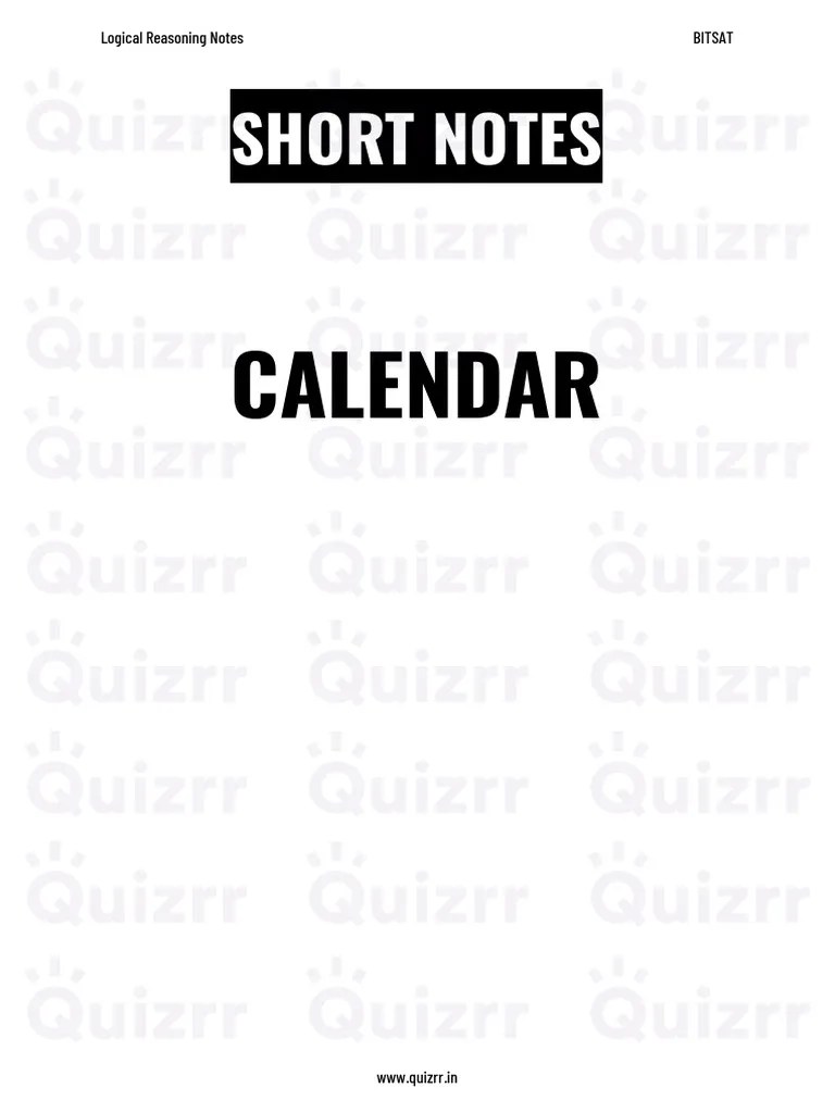 Logical Reasoning Calendar PDF