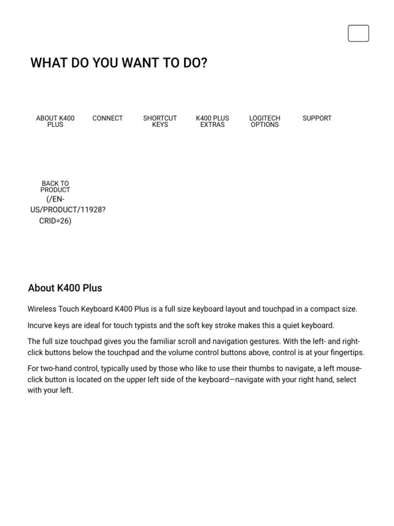 Wireless Touch Keyboard K400 Plus Setup Guide | PDF | Computer Keyboard