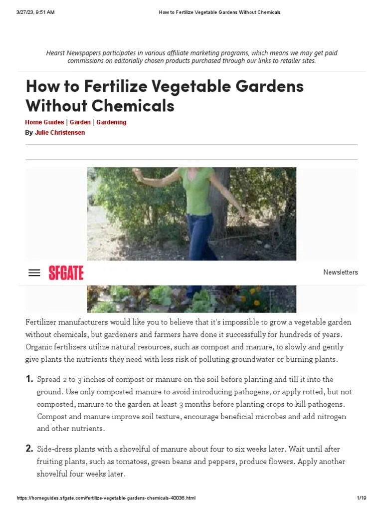 How to Fertilize Vegetable Gardens Without Chemicals PDF