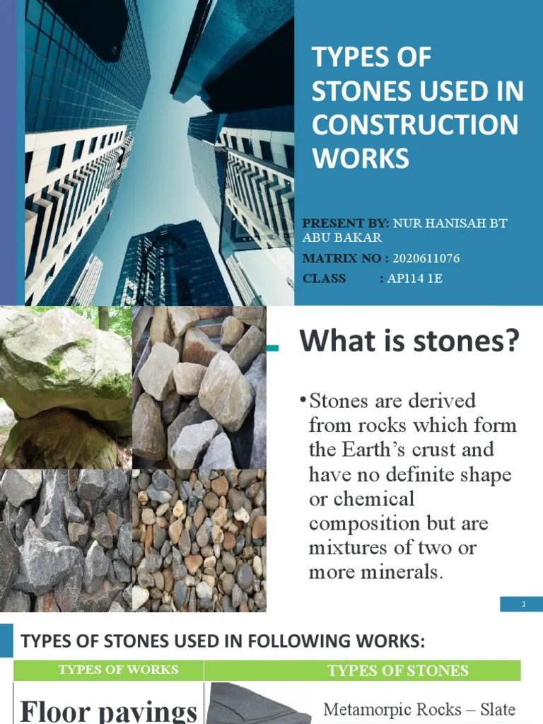 Types of Stones Used in Construction Works PDF
