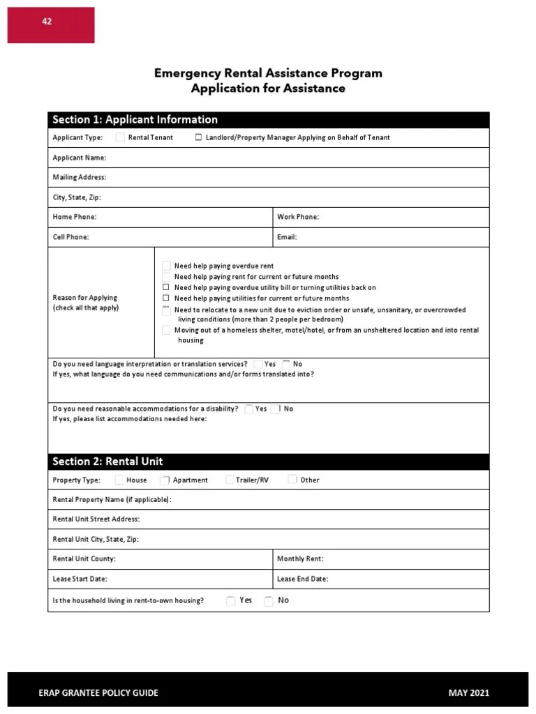 ERAP Application Form W Edits To Program Info and Dates On PG 47 PDF Landlord Section 8