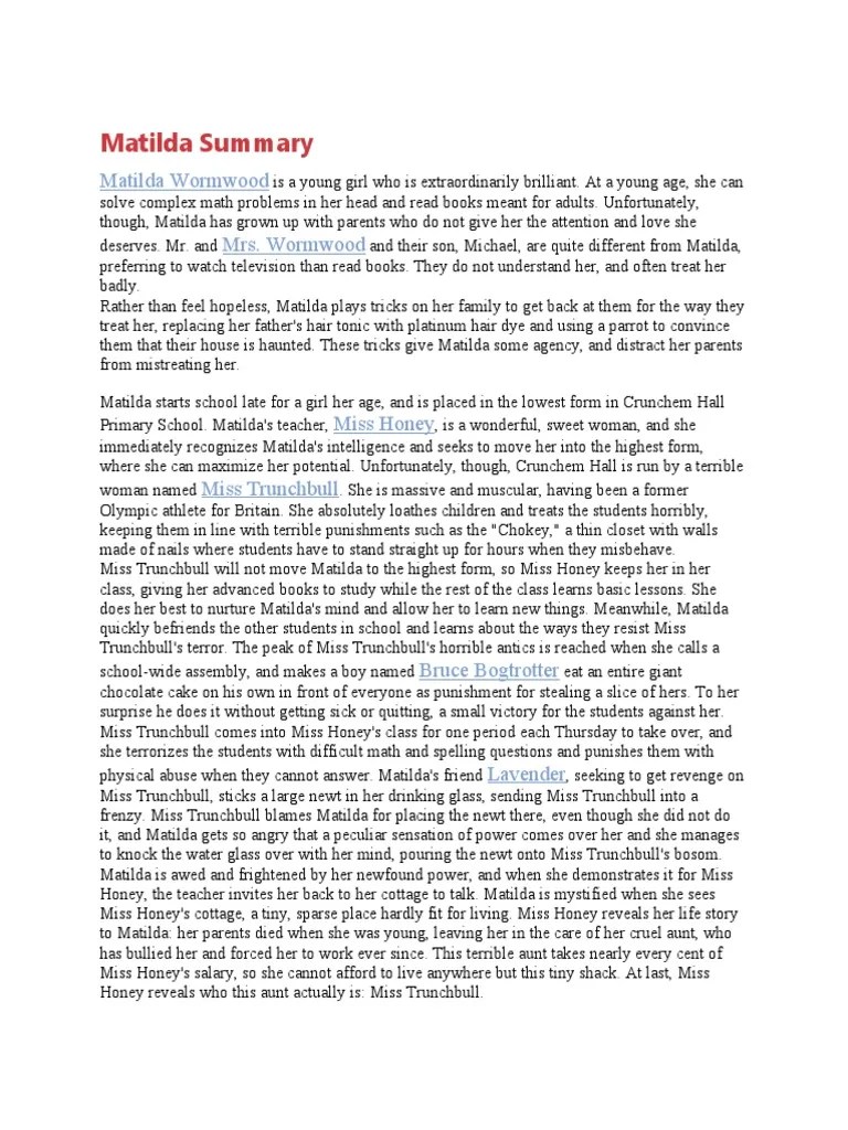 Matilda Summary PDF