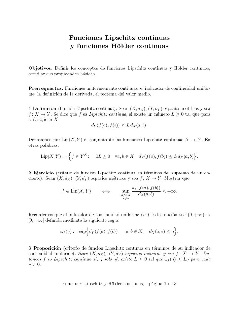 Lipschitz Continuous and Holder Continuous Functions Es PDF