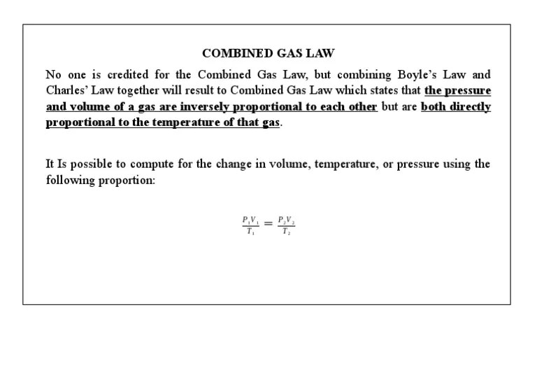 Combined Gas Law | PDF