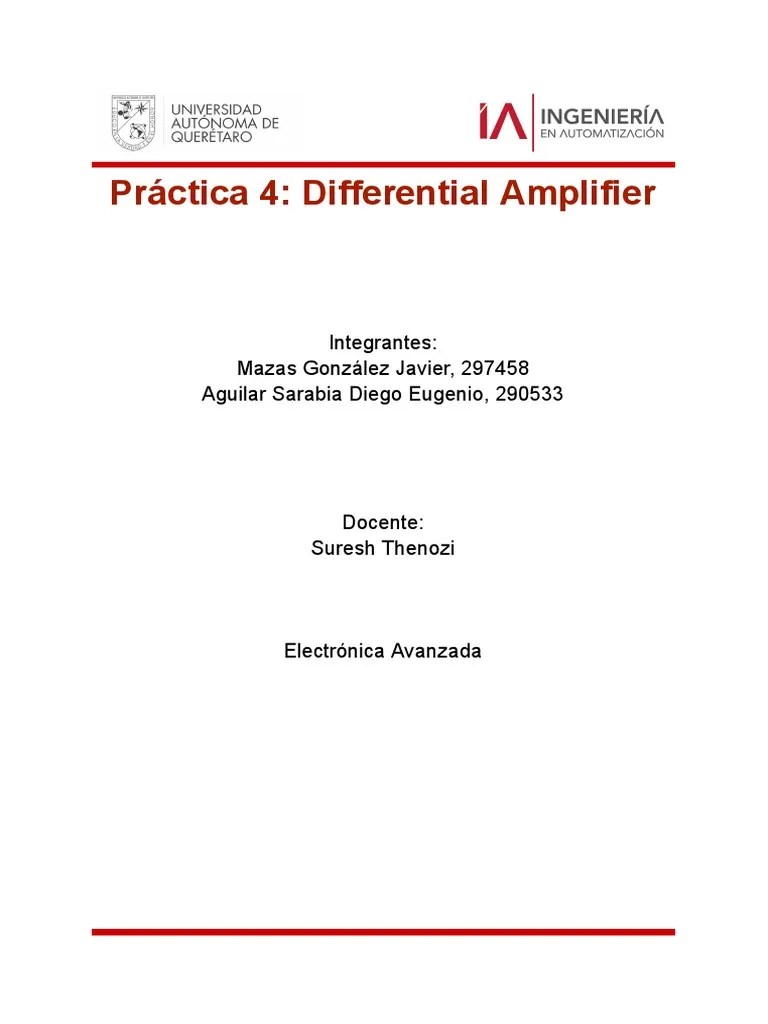Práctica 4 Differential Amplifier PDF