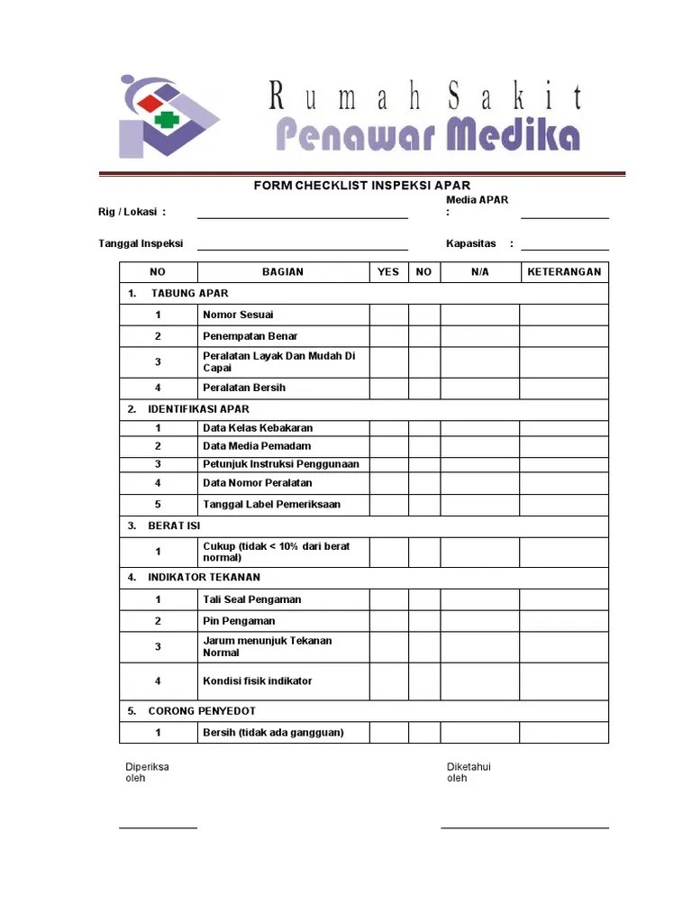 Form Inspeksi Apar PDF