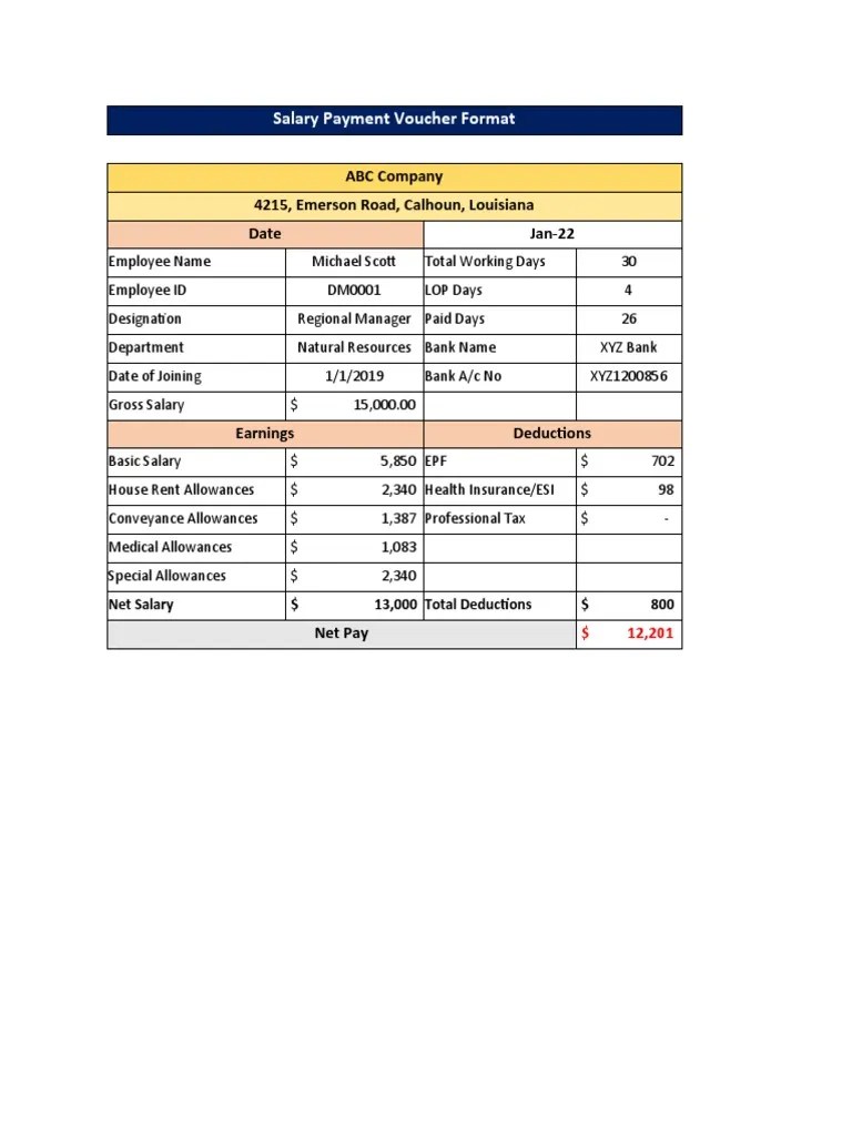 Regional Manager Salary Payment Details for January 2022 including