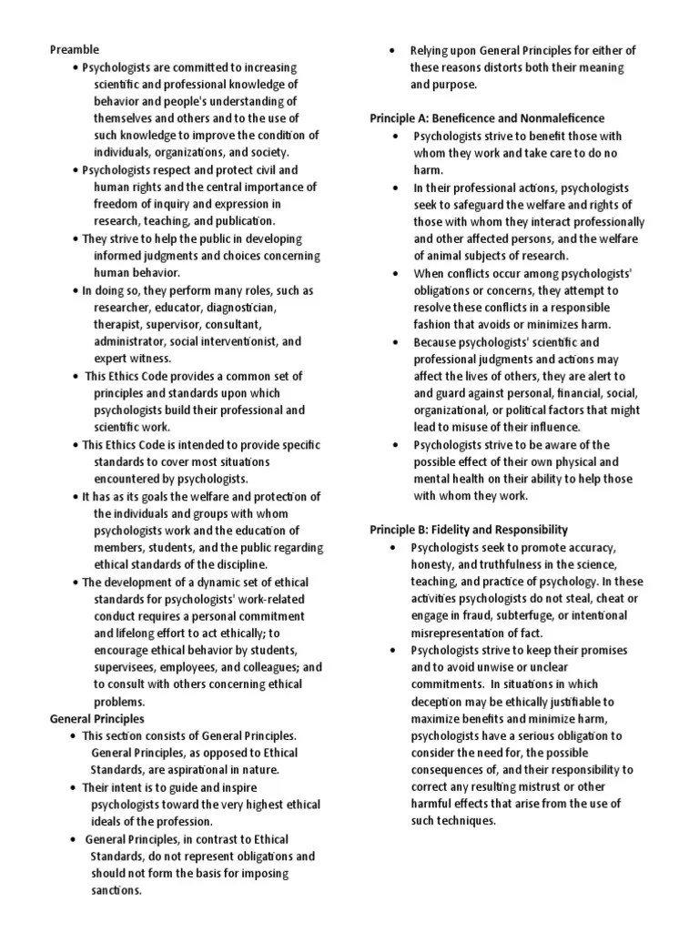 Ethics Code of the American Psychological Association General