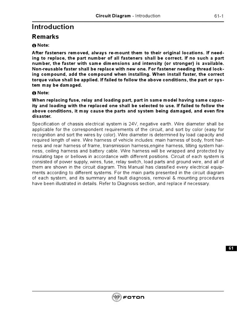 Diagramas Eléctricos FOTON | PDF | Fuse (Electrical) | Electrical Connector