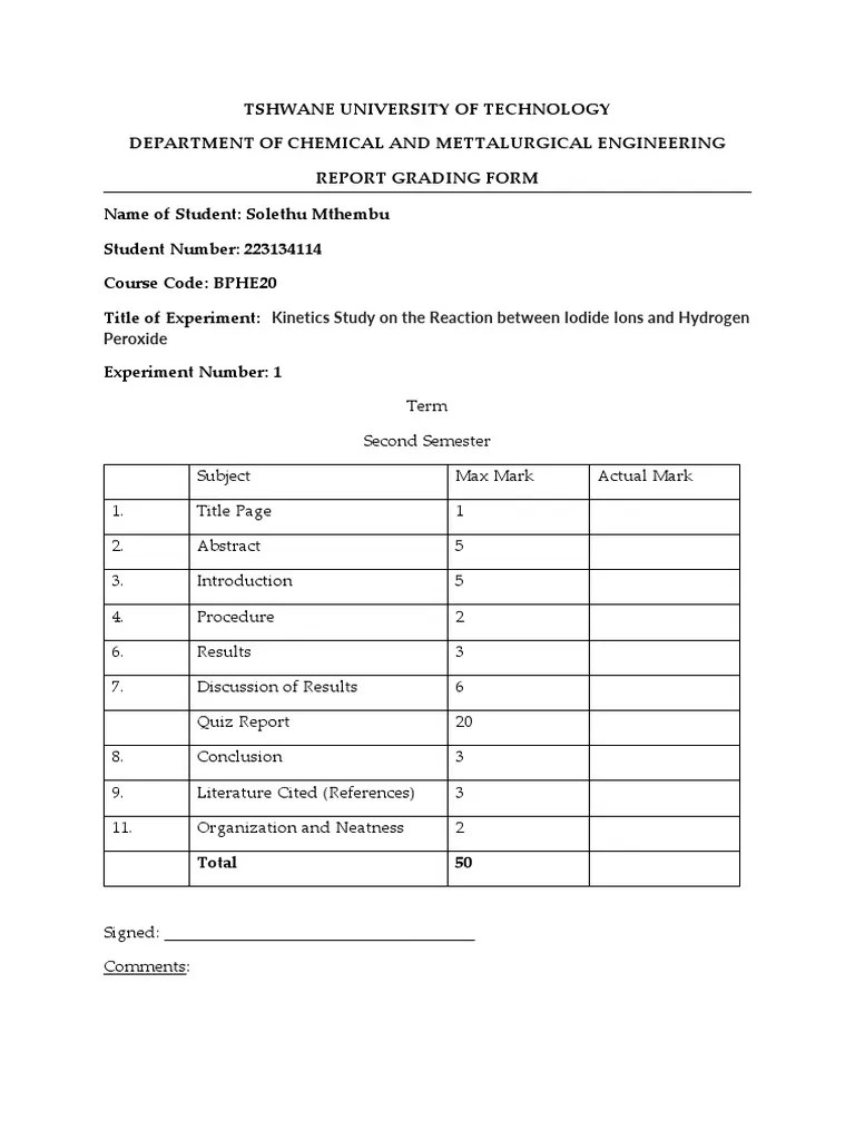 Chemical Lab Report PDF Chemistry Chemical