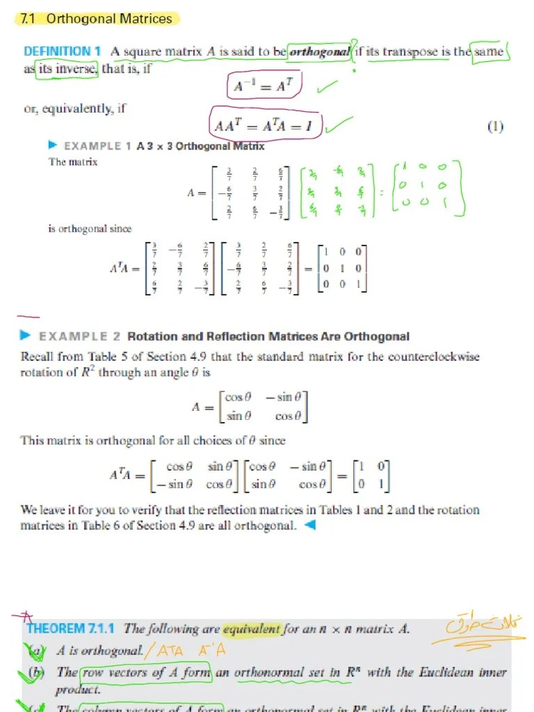 7.1 Orthogonal Matrices PDF