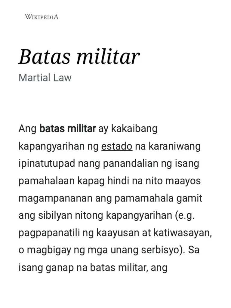 Batas Militar Wikipedia, Ang Malayang Ensiklopedya PDF