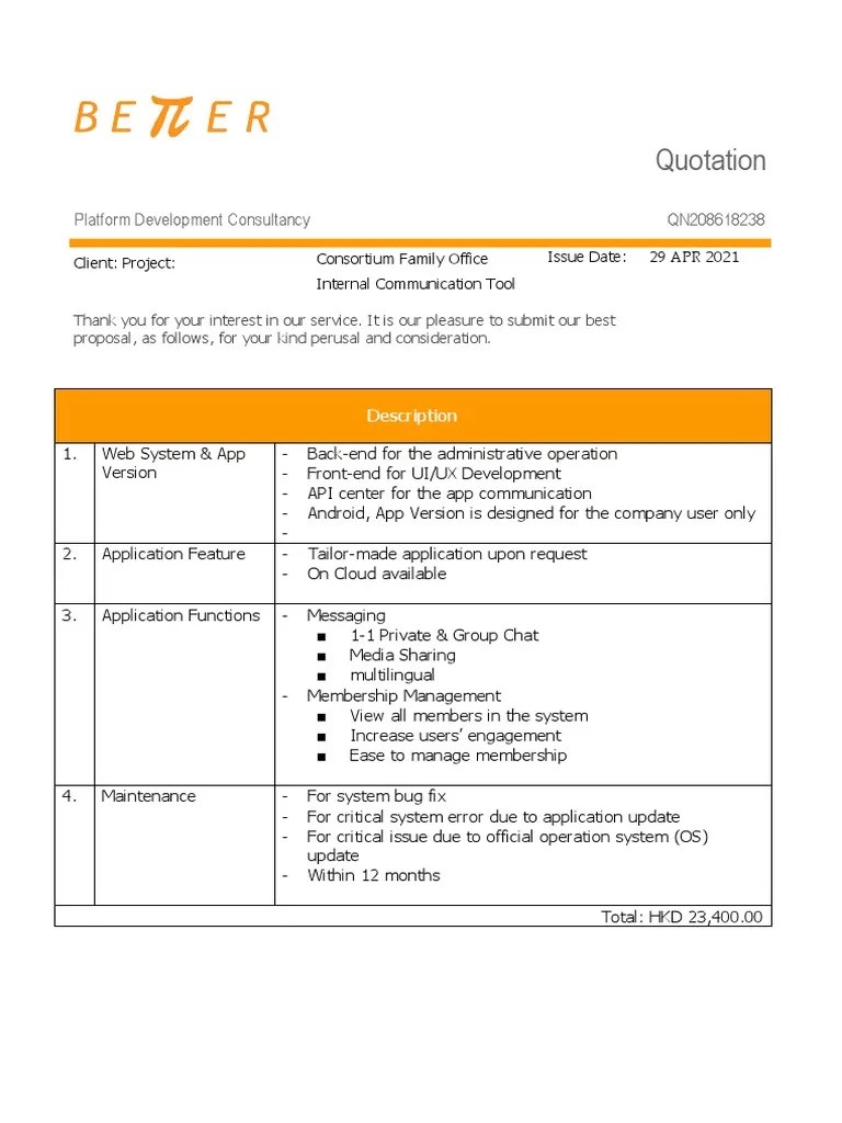 Better Pi Quotation For CFO PDF