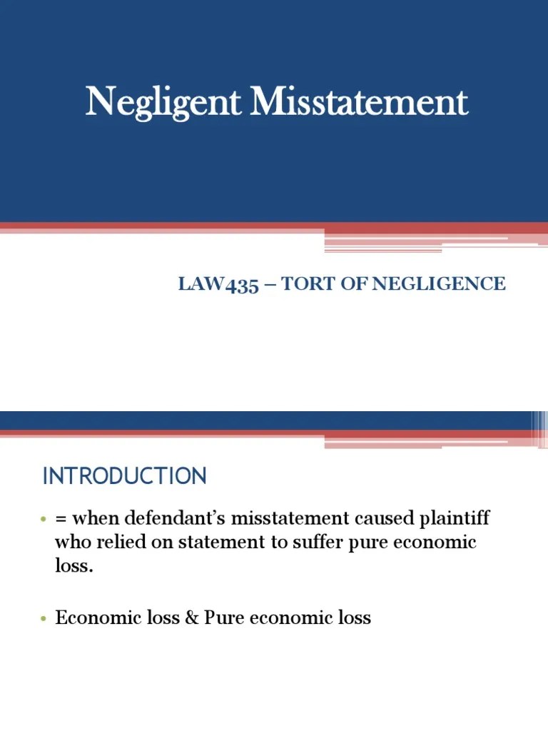 Negligent Misstatement Students PDF Negligence Misrepresentation