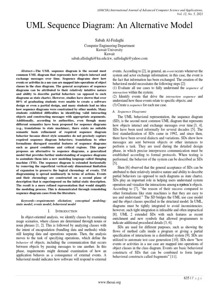 UML Sequence Diagram An Alternative Model | PDF | Conceptual Model