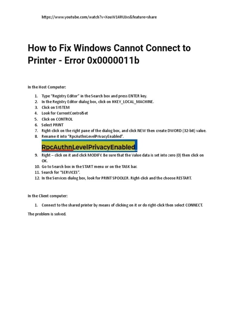How to Fix Windows Cannot Connect to Printer PDF