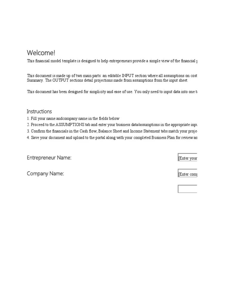 Financial Model Template for Business Plan PDF