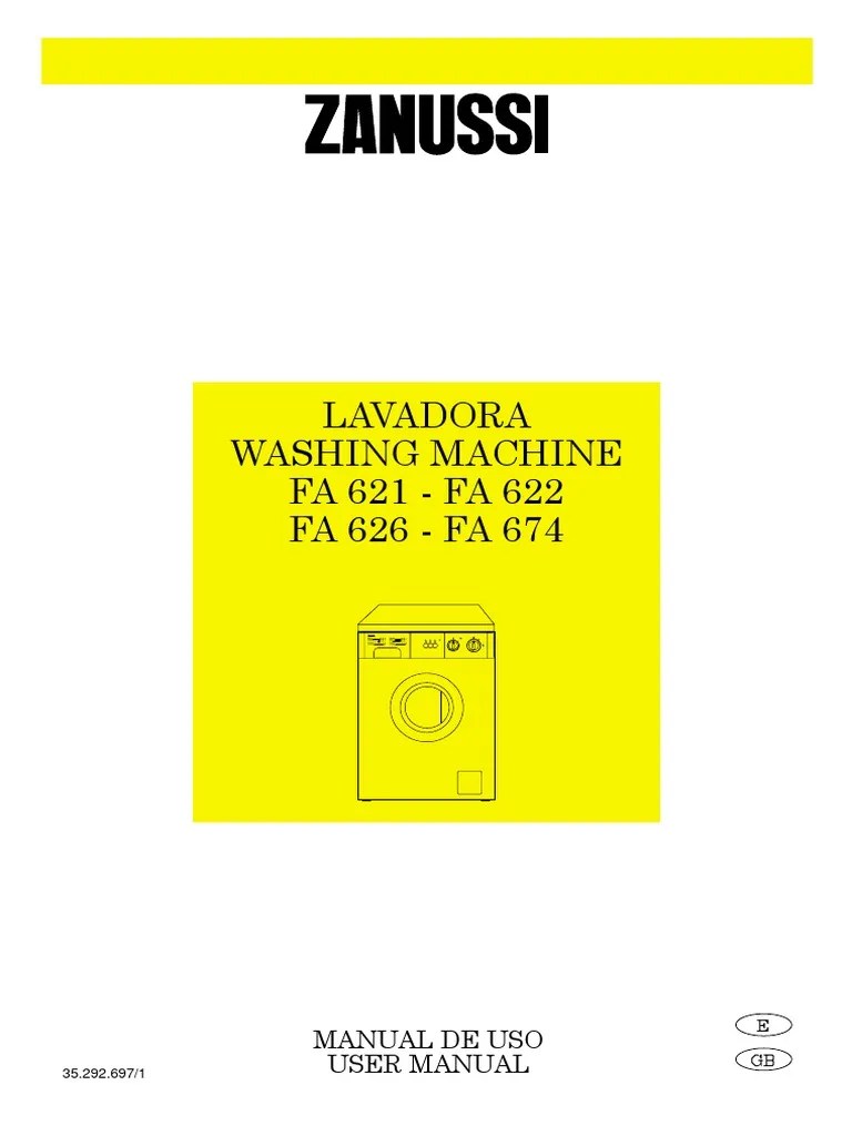 Zanussi FA 621 Instrucciones PDF Detergente Enchufes y tomas de