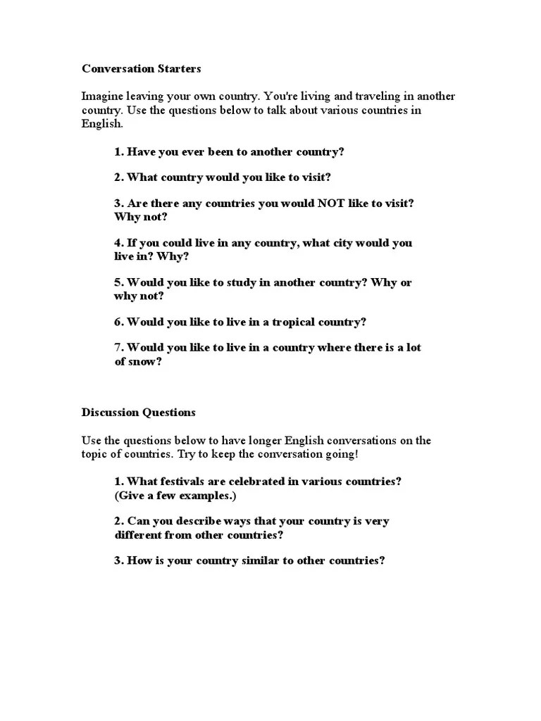 Conversation Starters PDF