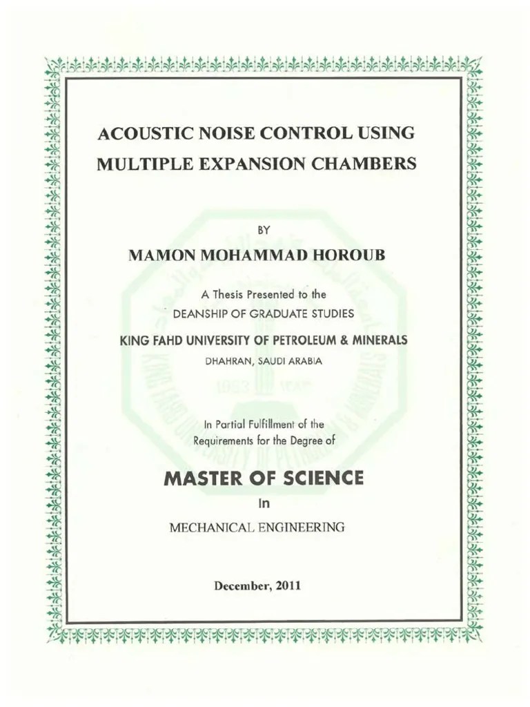 Acoustic Noise Control Using Multiple Expansion Chambers PDF