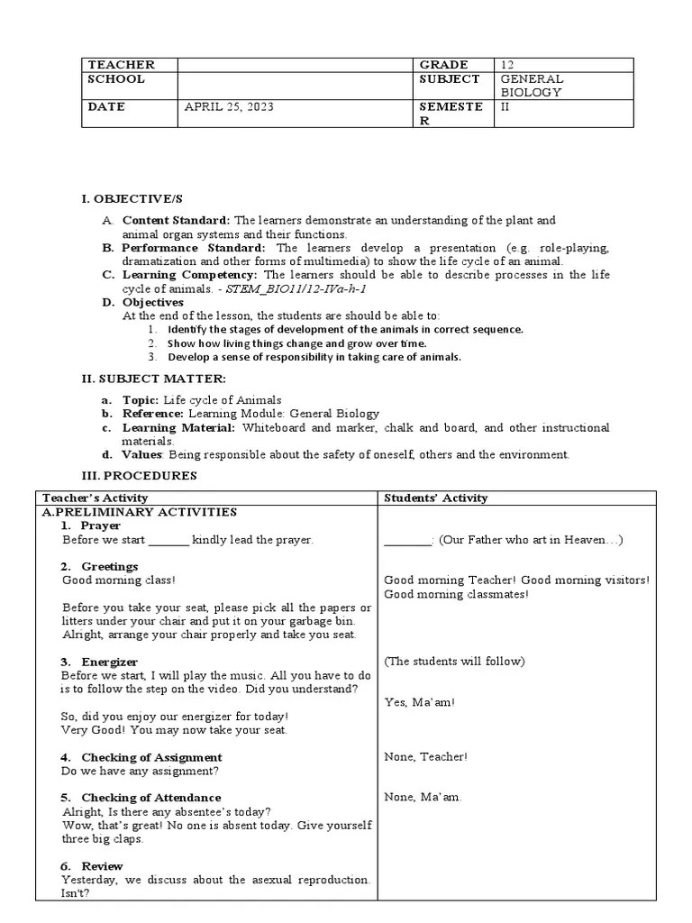 Lesson Plan Metamorphosis PDF