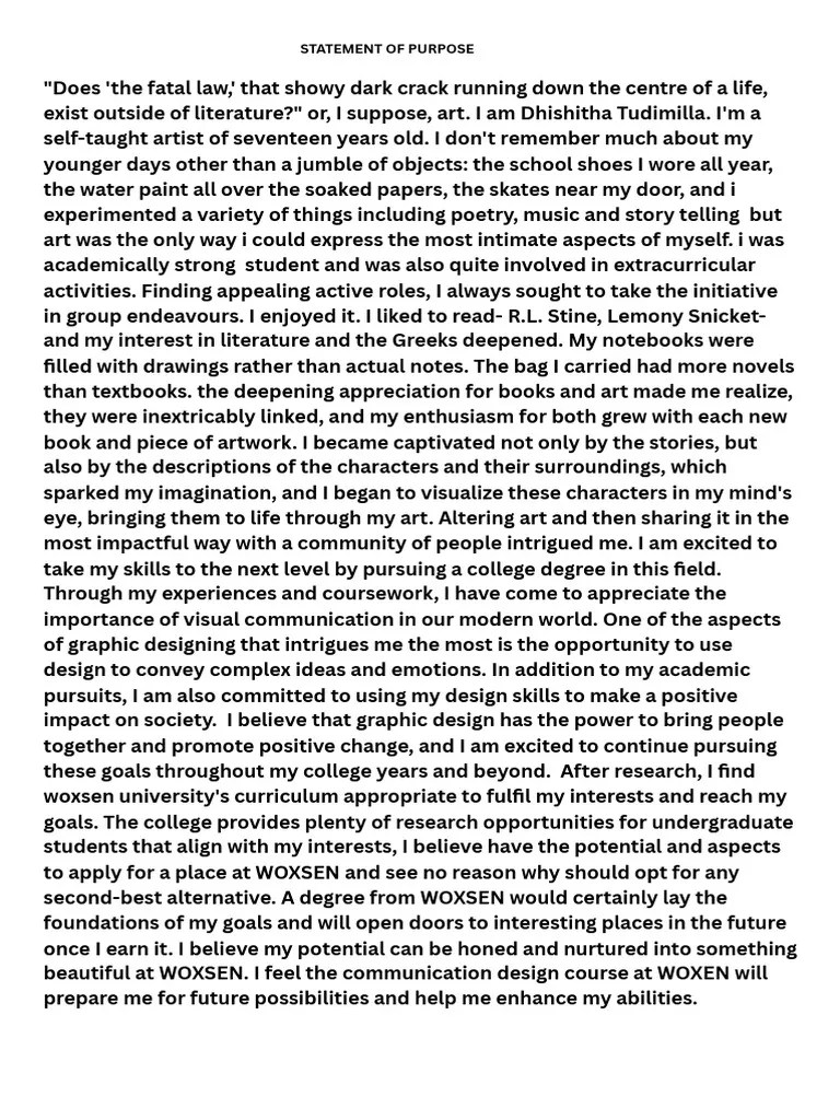 Design Statement of Purpose Example PDF PDF Communication Design