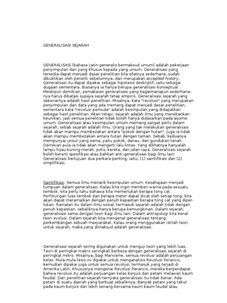 GENERALISASI SEJARAH