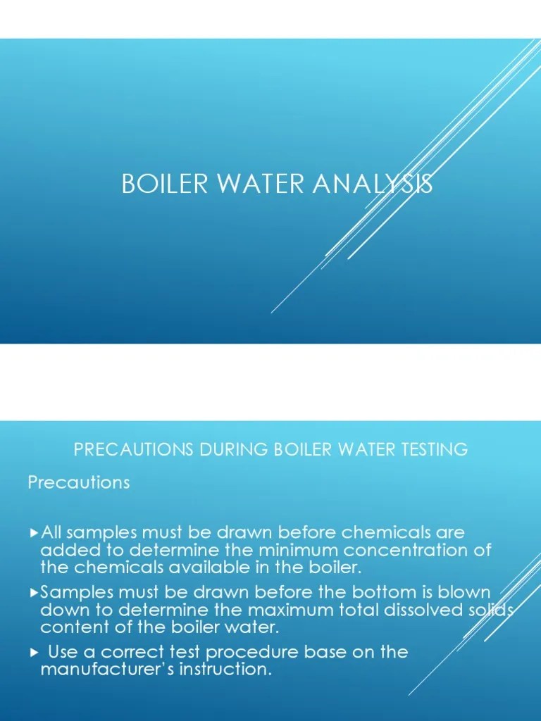 Boiler Water Analysis PDF Alkalinity Ph
