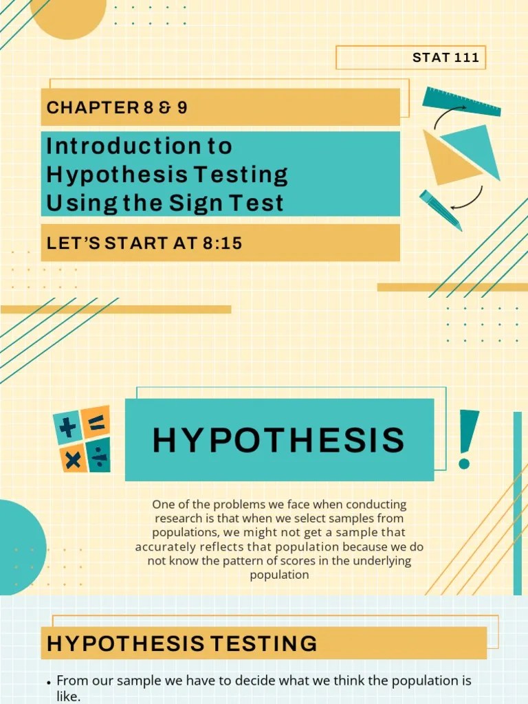 Chapter 8 and 9 IntrotoHypothesisTestingUsingSignTest PDF P