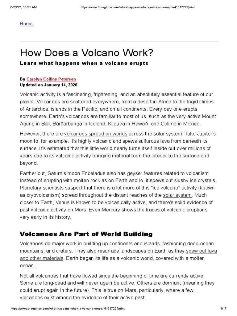 What Happens When A Volcano Erupts 4151722 PDF Volcano Types Of