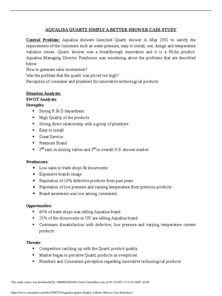 Aqualisa Quartz Simply A Better Shower Case Study Central Problem