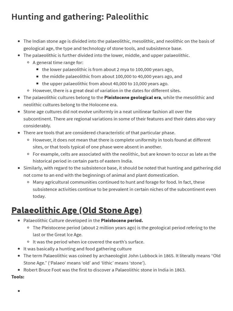 Hunting and Gathering Paleolithic PDF Hunter Gatherer Paleolithic