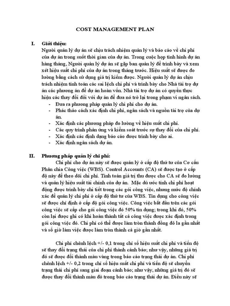 Cost Management Plan PDF