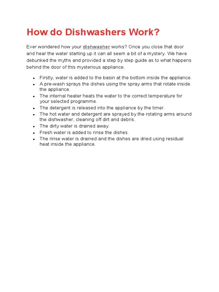 How Do Dishwashers Work PDF