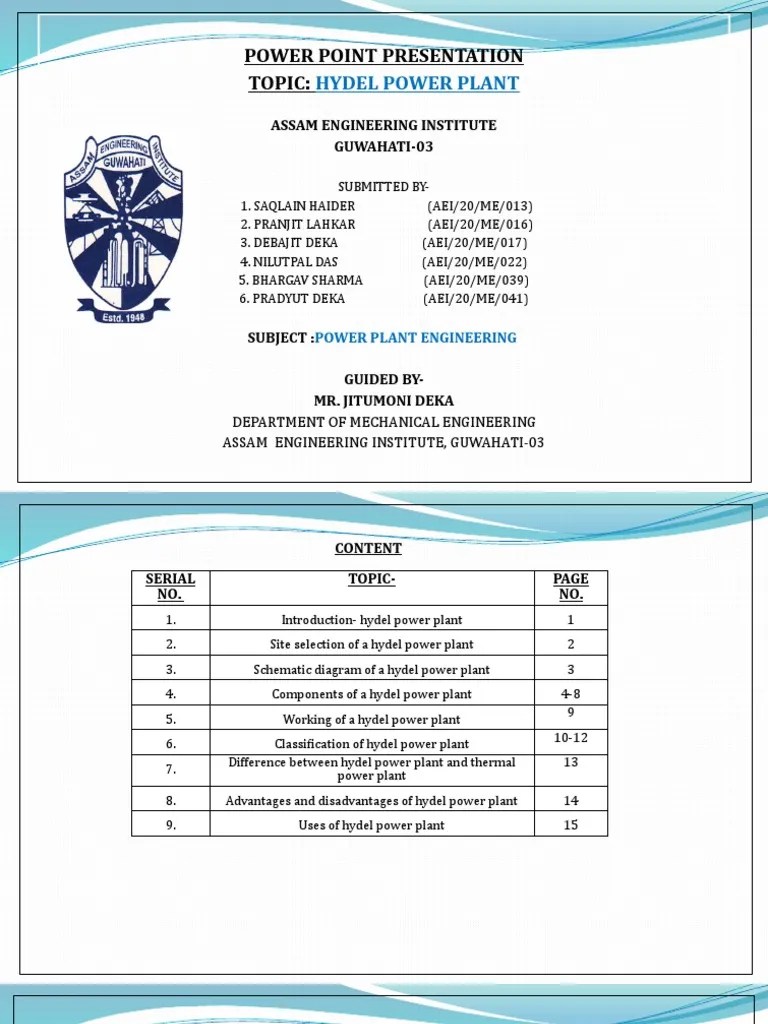 Hydel Power Plant | PDF | Hydroelectricity | Power Station