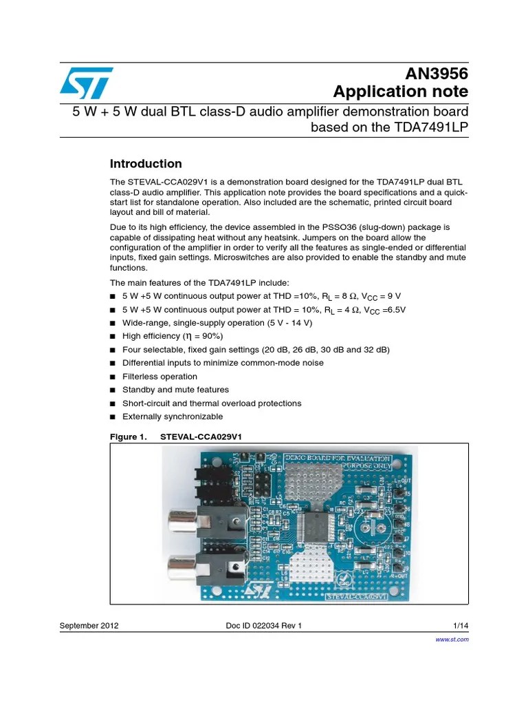 an39565w5wdualbtlclassdaudioamplifierdemonstrationboard