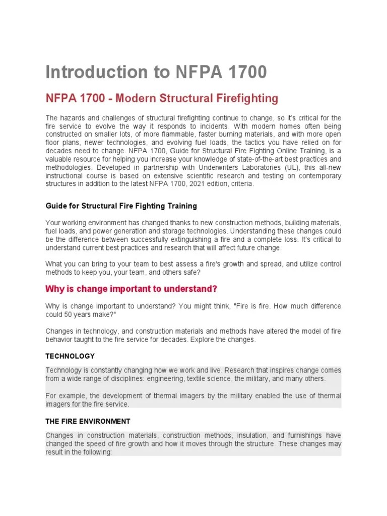 Introduction To NFPA 1700 | PDF | Heat Transfer | Fires