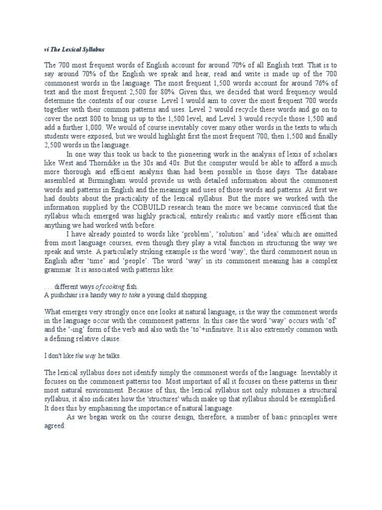 Lexical Syllabus Introduction p5 PDF Word English Language