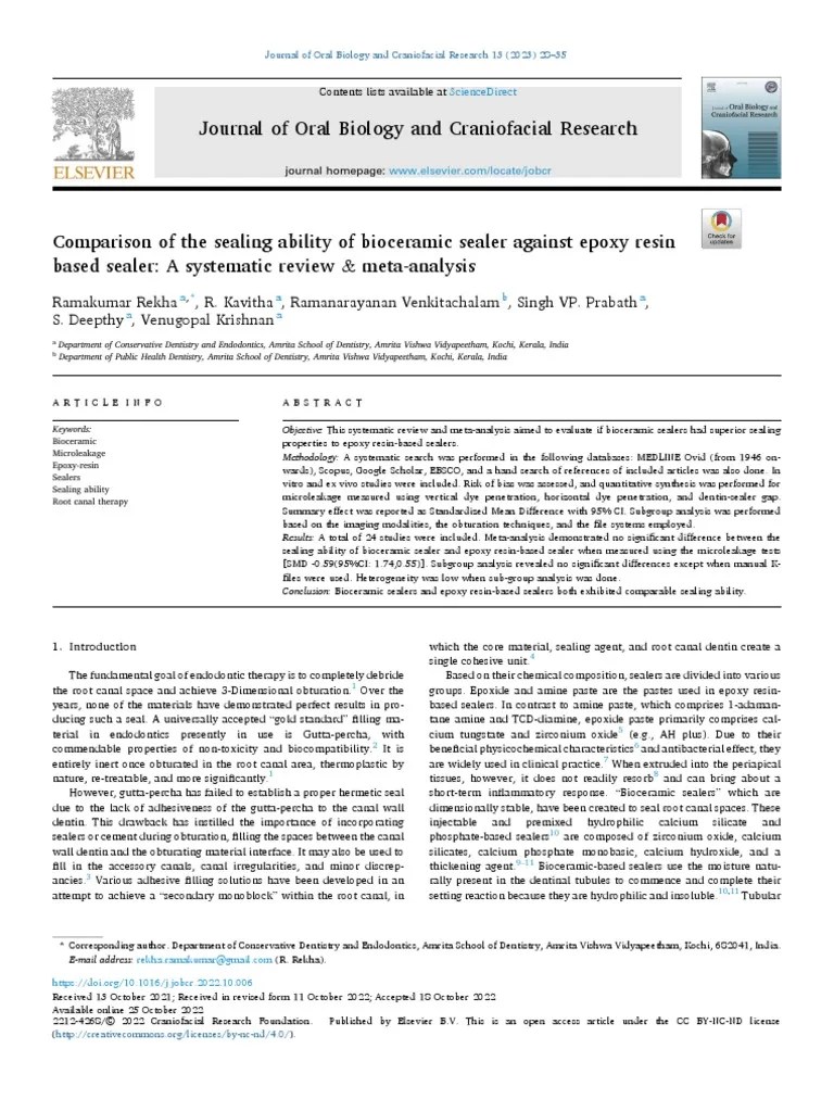 Comparison of The Sealing Ability of Bioceramic Sealer Against Epoxy