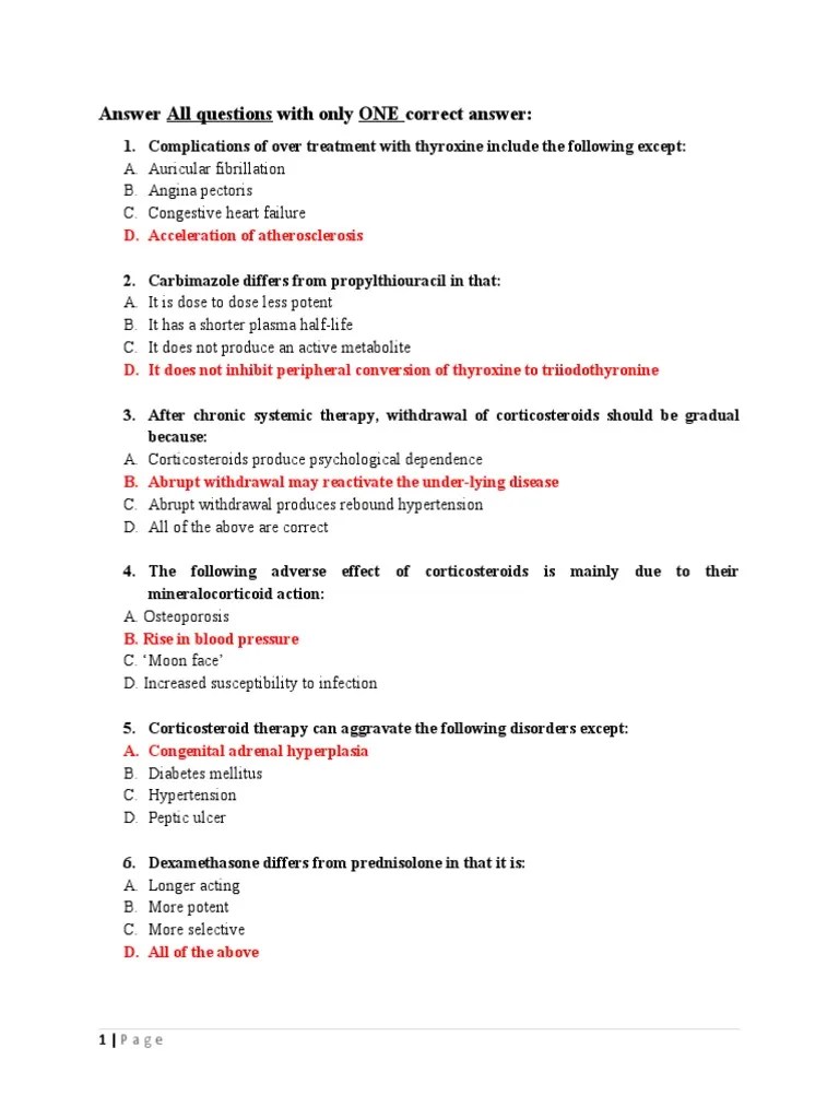 Clinical Pharmacy Questions and Answers | PDF | Corticosteroid | Medicine