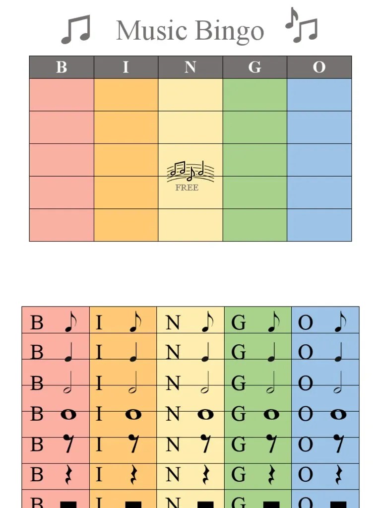 Music Notation Bingo Game PDF