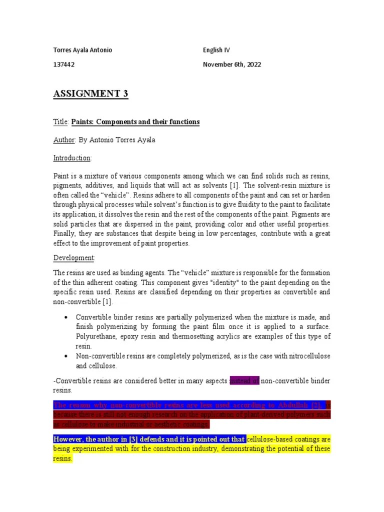 Assignment 3 PDF Paint Materials
