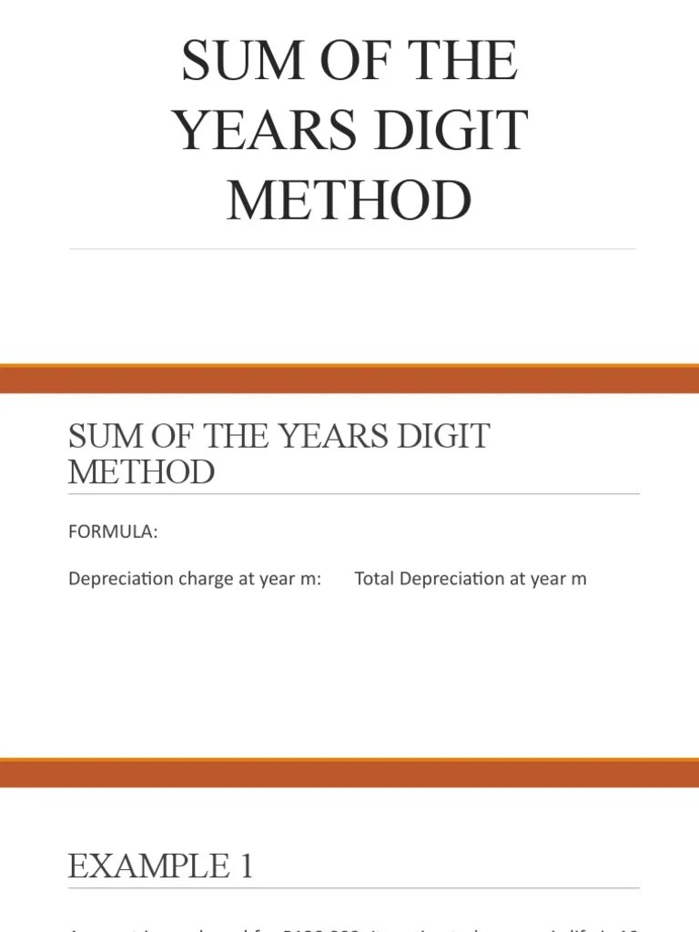 Sum of The Years Digit Method PDF